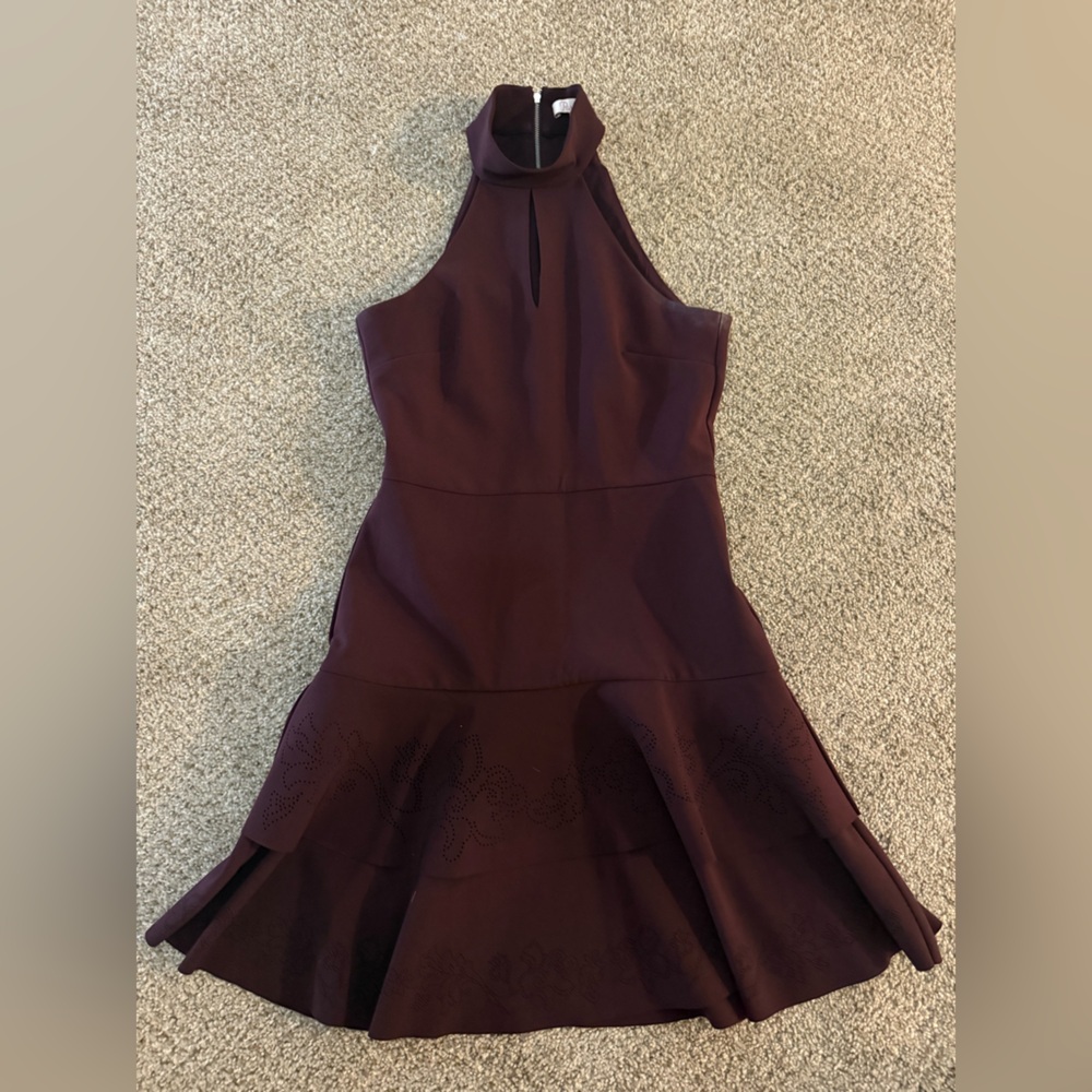 PAIGE Backless Halter Dress in Deep Burgundy